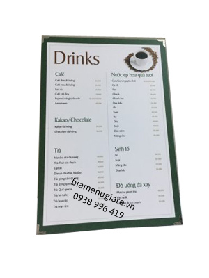 bìa menu đơn